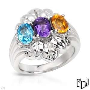  FPJ Stunning Three stone Ring With 2.48ctw Precious Stones 