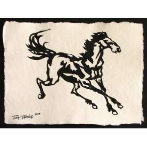   Papercut Art   Black Galloping Horse Silhouette