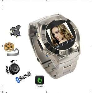  W968 Tri Band Stainless Steel FM Radio Watch Cell Phone 