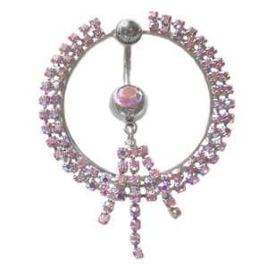   circle Shield dangle Belly navel Ring piercing bar body jewelry 14g