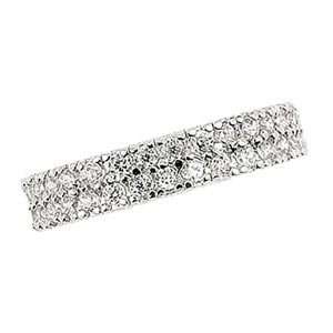  Sterling Silver Two Row Round Cubic Zirconia Pave Set Band 