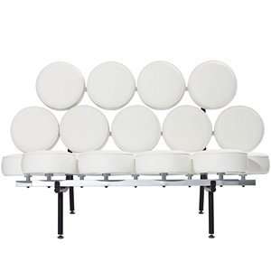   Nelson Style Marshmallow Sofa in Genuine White Leather