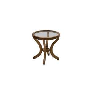   Round Frosted Glass Top Patio End Table Black Finish