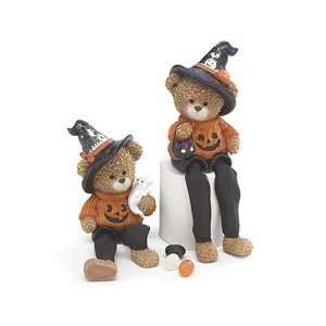  (2) Bears with Jack O Lantern Sweaters Shelf Sitters 