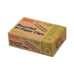 ACCO® 72365 Recycled Paper Clips, #1 Size, Box Of 100 in a Pack Of 20 