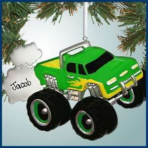  Personalized Christmas Ornaments   Monster Truck   Green 