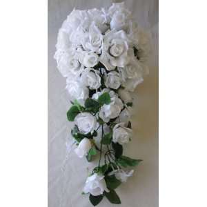  20 Vintage Rose Wedding Bouquet   White