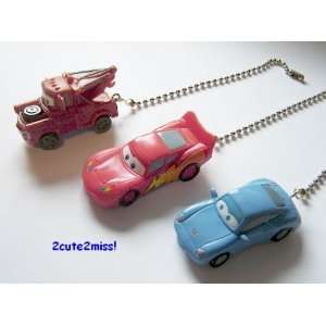  NEW 3 Disney Cars Ceiling Fan Light and Lamp Pull SET 