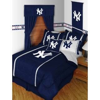   york yankees 5pc full bedding set comforter sheets sidelines baseball