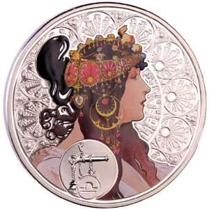 Niue 2011 1$ A.Mucha Zodiac Libra 28,28g Silver Coin Limited Collector 