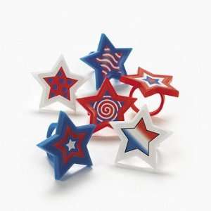    Patriotic Star Shaped Rings   Novelty Jewelry & Rings Toys & Games