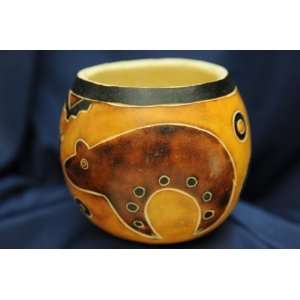  Hand Carved Andean Indian Gourd Vase  Bear (3)