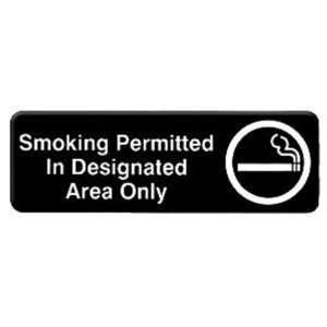  3x9 Restaurant Sign, Smoking Permitted In Designated Area 