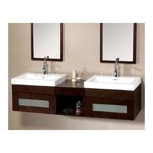   Vanity Set W/ Two Single Hole Ceramic Faucet Decks,Two Wood Framed