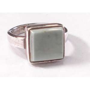  Square Turquoise Stone Silver Ring (Size 9) Everything 