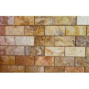  2x4 Scabos HONED and Unfilled Travertine Mosaic Tile   Lot 