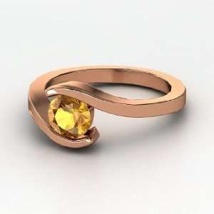  Ocean Ring, Round Citrine 14K Rose Gold Ring Jewelry