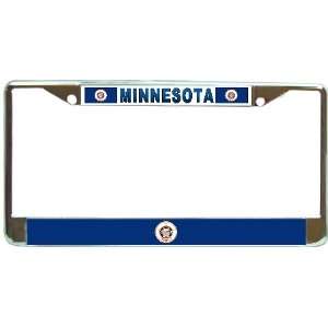  Minnesota Mn State Flag Chrome Metal License Plate Frame 