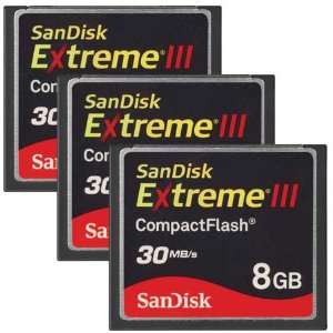  SanDisk 8 GB Extreme III Compact Flash Memory Card   Pack 