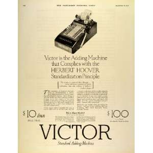  1925 Ad Victor Standard Adding Machine Herbert Hoover 