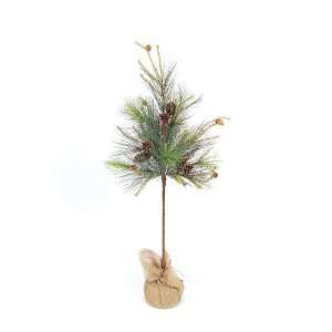 4 Potted Long Needle Pine Artificial Twig Christmas Trees 