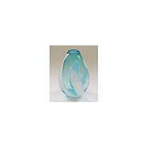Premier Housewares Small Turquoise Glass Vase With White Glass Design
