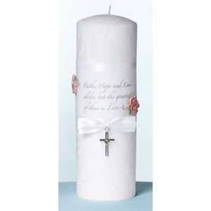  Christian White Palm Wax Pillar Candle.