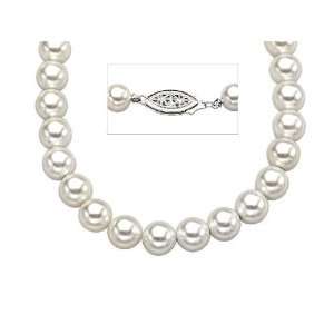  18 Inch 7mm Shell Pearl Strand in Sterling Silver Jewelry