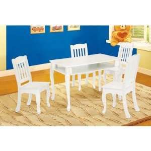   Windsor Rectangular Table and Chair Set in White Furniture & Decor