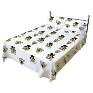 College Covers WFUSS Wake Forest Printed Sheet Set in White Size Twin