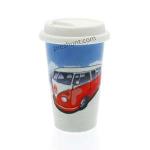 Camper Van (Red) Double Wall Ceramic Travel Mug With Lid