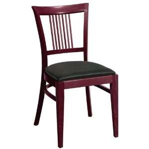  Mission Style Side Chair Black Leather Mahogany