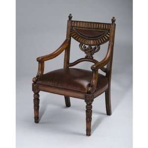  AA Importing Arm Chair with Leather Seat in Medium Brown 