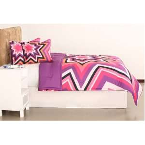  3pc Girl Pink Purple Rock Star Full Queen Comforter Set 