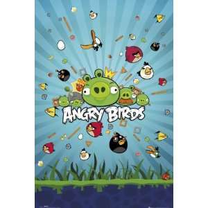  (22x34) Angry Birds Group Video Game Poster Print