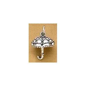   Sterling Silver Charm .625 in Oxidized Beaded Umbrella/Parasol
