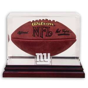  Mahogany Football New York Giants Logo Display Case 