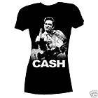 New Johnny Cash Folsom Concert Flip Middle Finger Ladies Women T shirt 