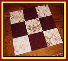 40 6 Roses Bouquet & Burgundy Textured Cotton Quilt Top Squares Kit 