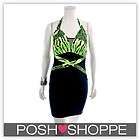 Womens Plus Size Clothing Dress Neon Halter CrossFront Mesh Sexy US XL 
