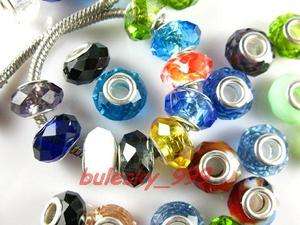 Mixed 50pcs Faceted Glass Crystal Big Hole Beads 13mm  