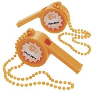  Personalized Jumbo Orange Lets Go Whistles   Novelty Toys 