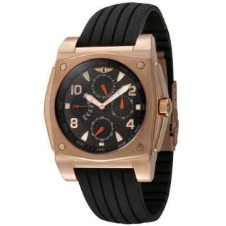 By Invicta Mens 41698 004 18k Rose Gold Plated Black Rubber 3 Eye 