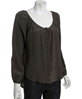 Wyatt forest silk covered button front blouse