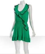Bags green jersey ruffle front tank dress style# 312816602