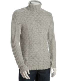 Wyatt granite cashmere cotton basket knit turtleneck   up to 