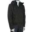 RAY Jeans dark grey cotton quilted zip front hooded jacket   