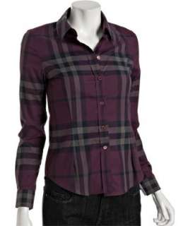 Burberry purple poplin plaid button front shirt   