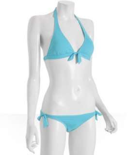 DKNY turquoise tie detail Lounge halter bikini   