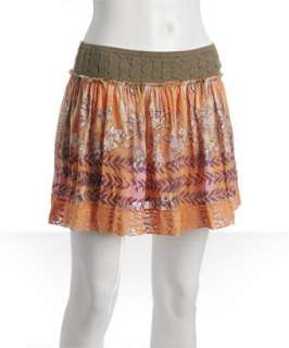 Free People apricot floral cotton French Headquarters skirt 